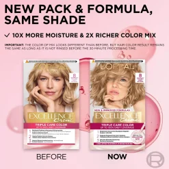 L'Oréal Paris Hiusvärit<Excellence Creme 8 Natural Light Blonde Keskivaalea kestoväri 1kpl