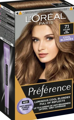 L'Oréal Paris Hiusvärit<Preference 7.1 Iceland keskivaalea tuhka kestoväri 1kpl