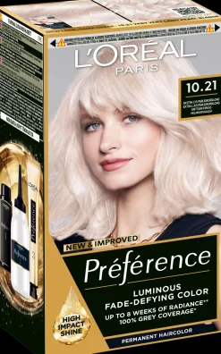 L'Oréal Paris Hiusvärit<Préférence 10.21 Stockholm Extra Light Pearl Blonde Erittäin kirkas helmiäisvaalea kestoväri 1kpl