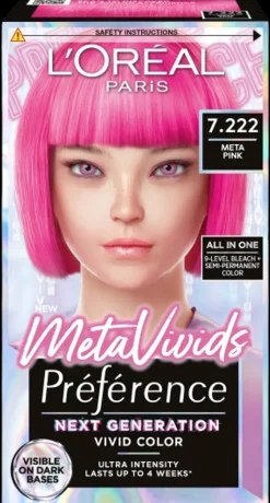 L'Oréal Paris Hiusvärit<Préférence Metavivids Pink 7.222 vaalennus ja sävyte 1kpl