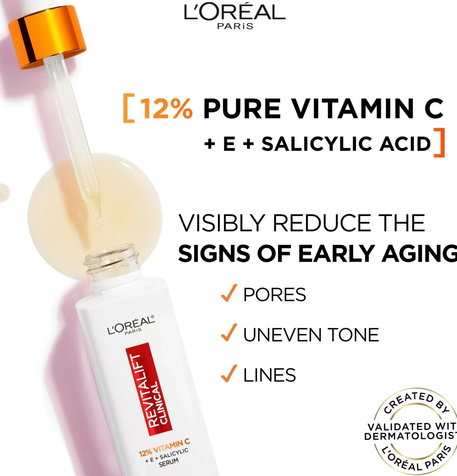 L'Oréal Paris Ihonhoidon Tehoaineet|Kasvojenhoito<Revitalift Clinical 12% Pure Vitamin C Serum seerumi normaalille iholle 30ml