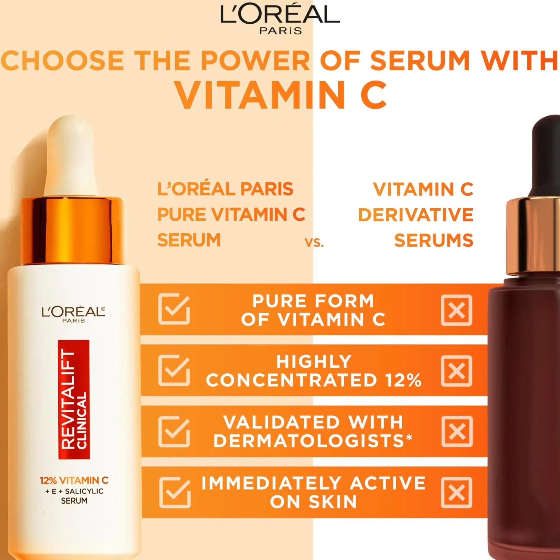 L'Oréal Paris Ihonhoidon Tehoaineet|Kasvojenhoito<Revitalift Clinical 12% Pure Vitamin C Serum seerumi normaalille iholle 30ml