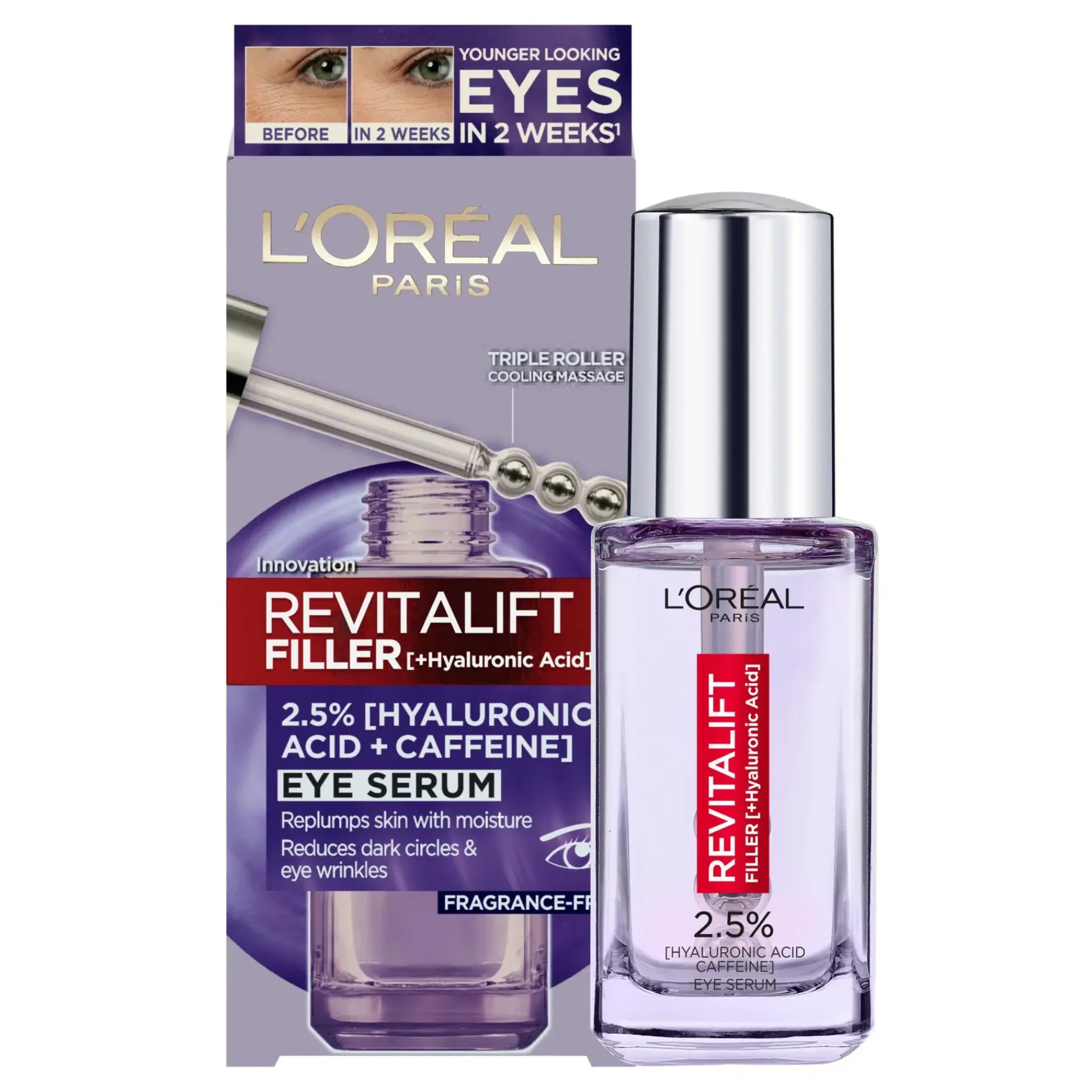 L'Oréal Paris Ihonhoidon Tehoaineet|Kasvojenhoito<Revitalift Filler 2,5% Hyaluronic Acid + Caffein Eye Serum silmänympärysalueelle 20 ml