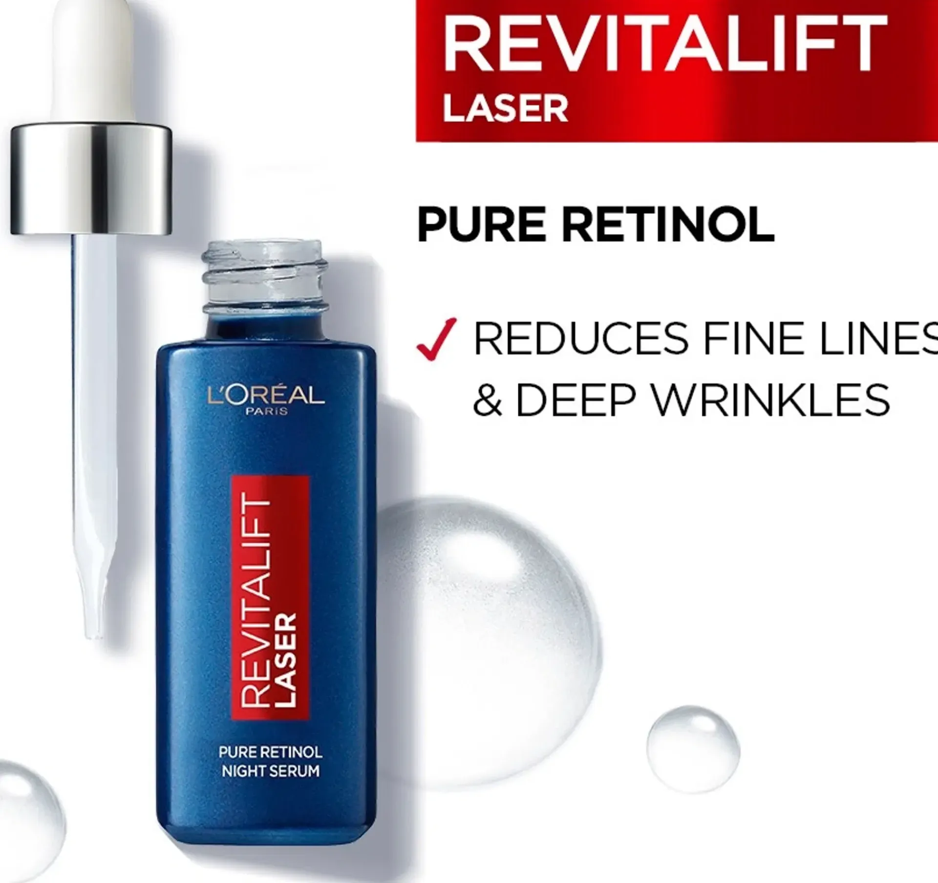 L'Oréal Paris Ihonhoidon Tehoaineet|Kasvojenhoito<Revitalift Laser Pure Retinol yöseerumi ryppyjä vastaan 30ml