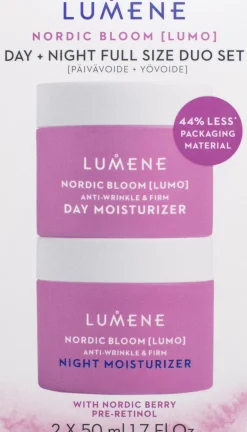 Lumene Ihonhoitopakkaukset|Kasvojenhoito<LUMO Silottava & kiinteyttävä päivävoide + yövoide tuplapakkaus