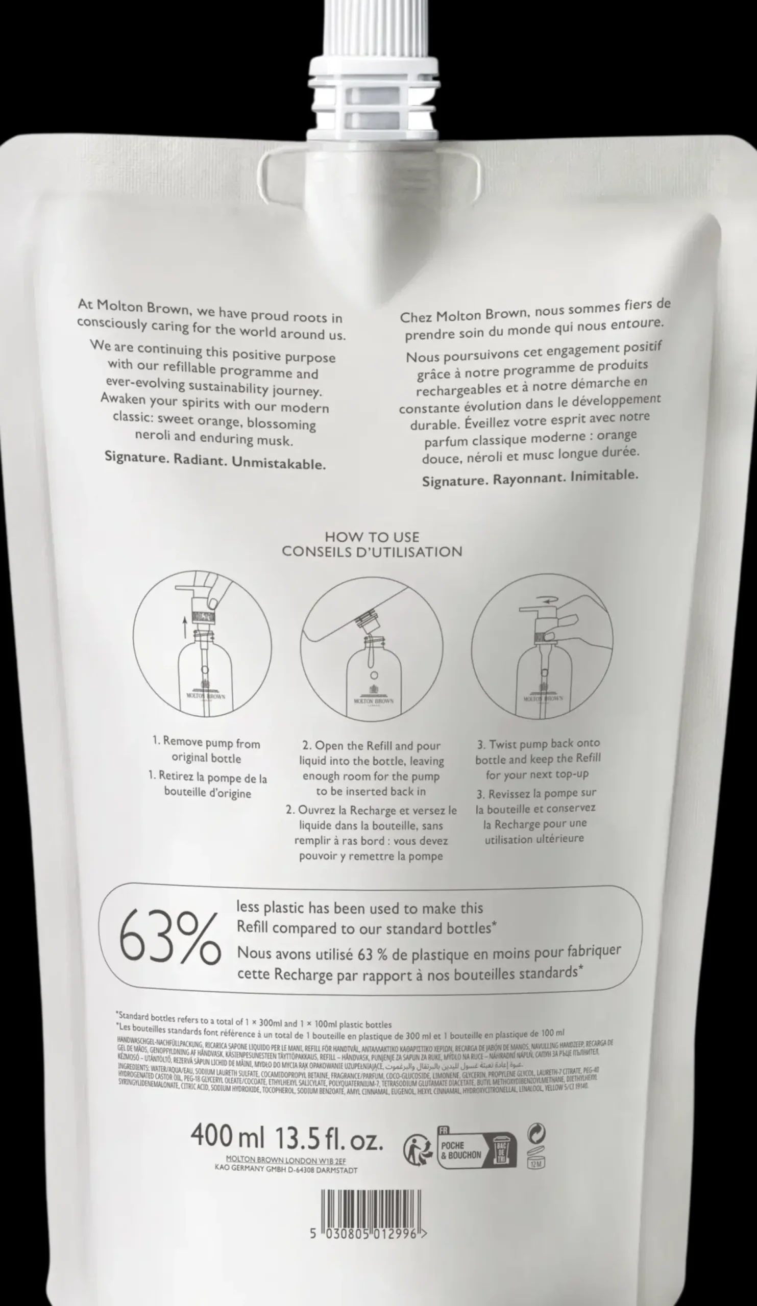 Molton Brown Vartalonhoito<Orange & Bergamot Hand Wash Refill käsisaippuan täyttöpakkaus 400 ml