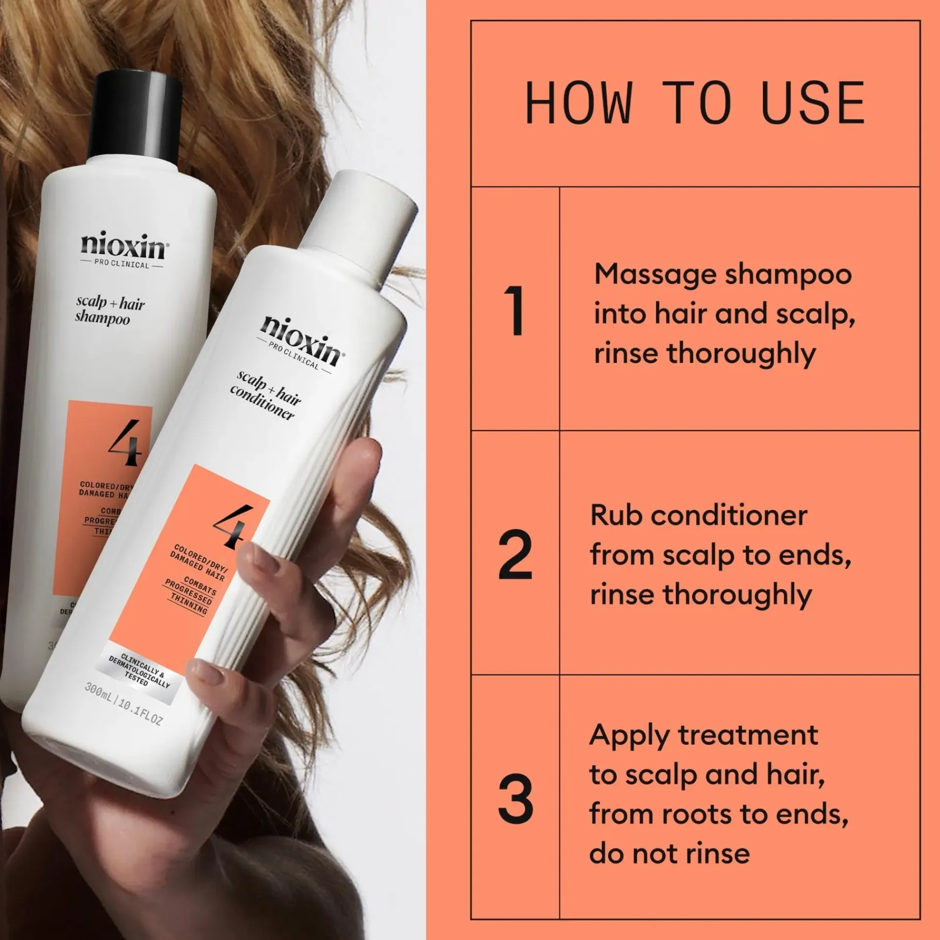 Nioxin Hiustenhoitopakkaukset|Hiustenhoito<System 4 KIT hoitopakkaus 300+300+100 ml