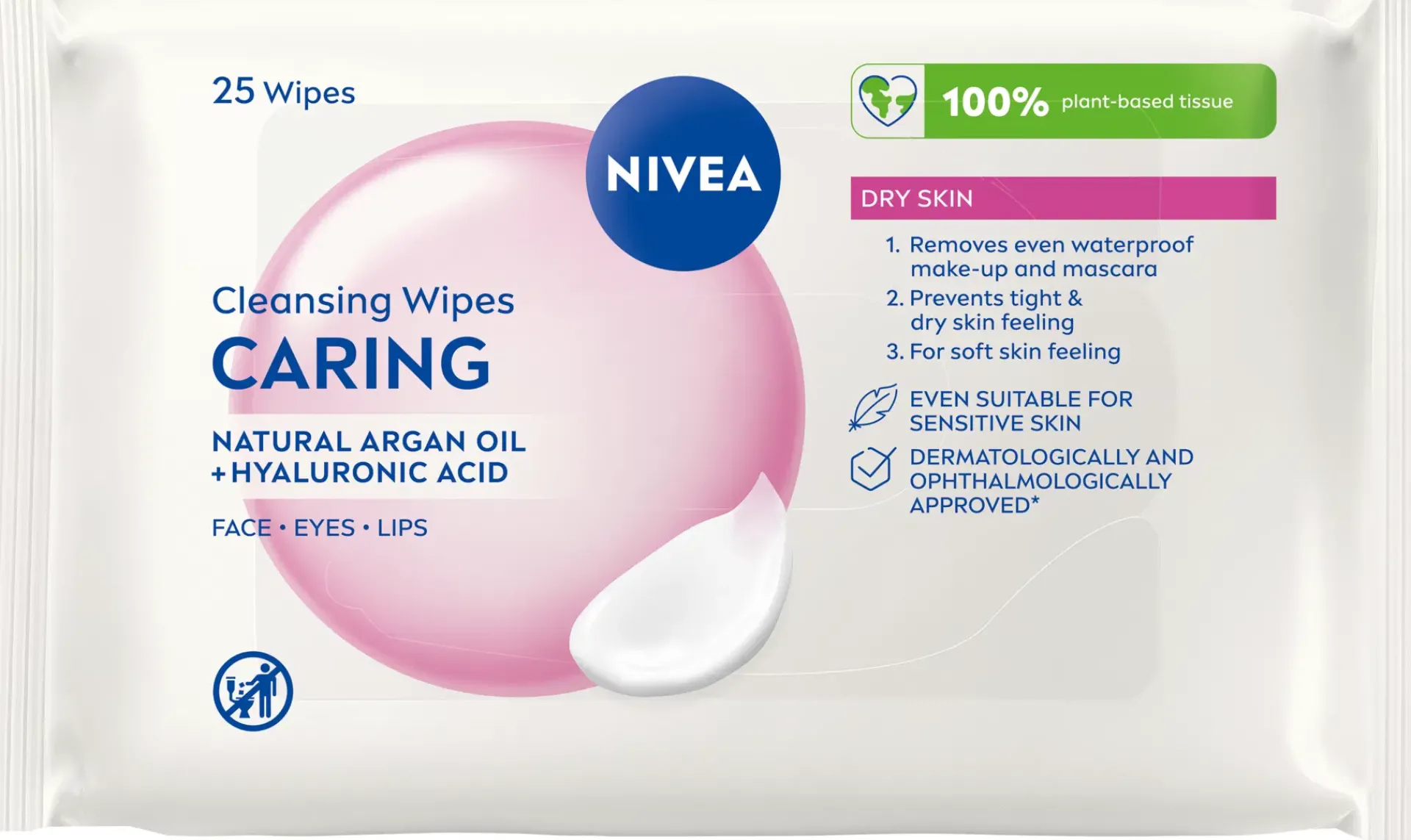 NIVEA Kasvojenhoito<25kpl 3-in-1 Caring Cleansing Wipes puhdistusliinat