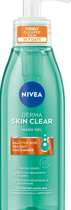 NIVEA Kasvojenhoito<150ml Derma Skin Clear Wash Gel -puhdistusgeeli