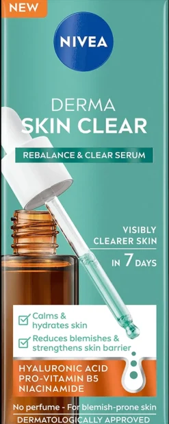 NIVEA Kasvojenhoito<30ml Derma Skin Clear Rebalance & Clear Serum -kasvoseerumi