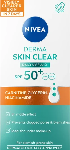 NIVEA Kasvojenhoito<40ml Derma Skin Clear Daily UV Fluid SK50+ -päivävoide