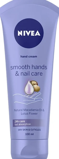 NIVEA Käsienhoito<100ml Smooth Hands & Nail Care -käsivoide