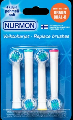 Nurmon Suuhygienia|Suuhygienia<Vaihtoharjat 4 pehmeä, Oral-B yhteensopivat