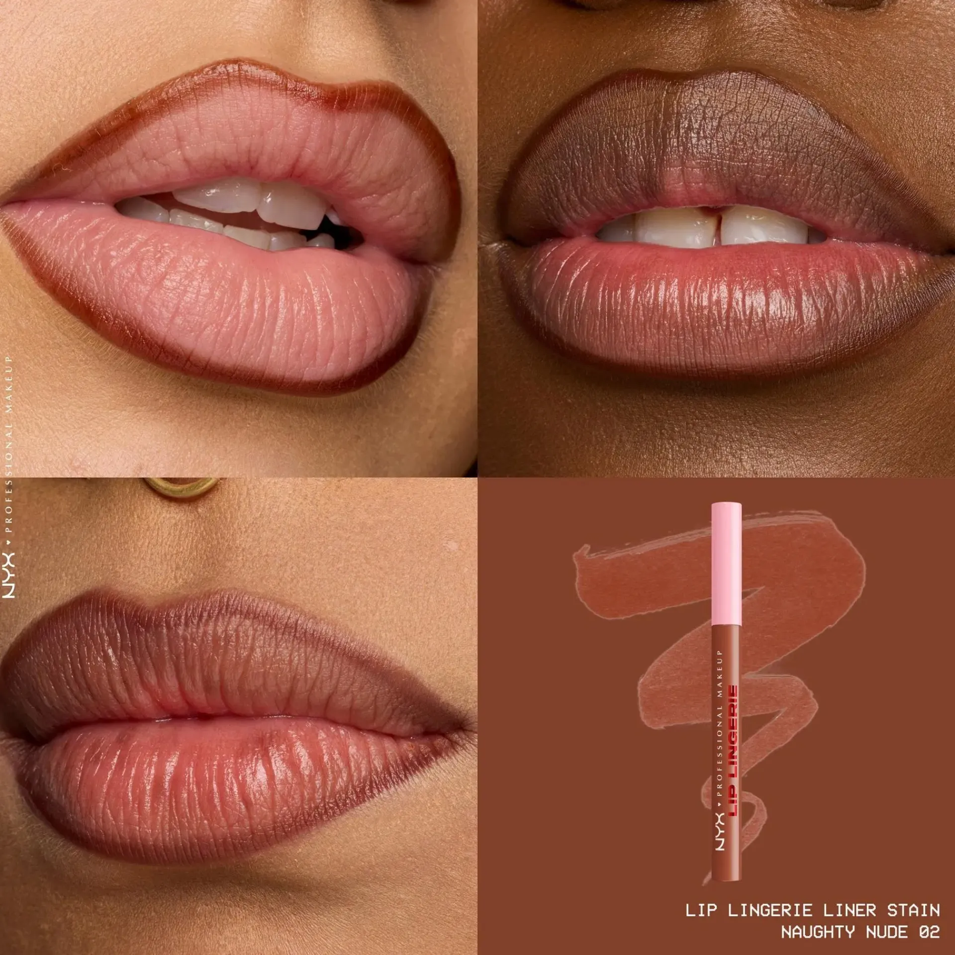 NYX Professional Makeup Huulimeikit<Lip Lingerie Liner Stain -huultenrajauskynä 1 ml