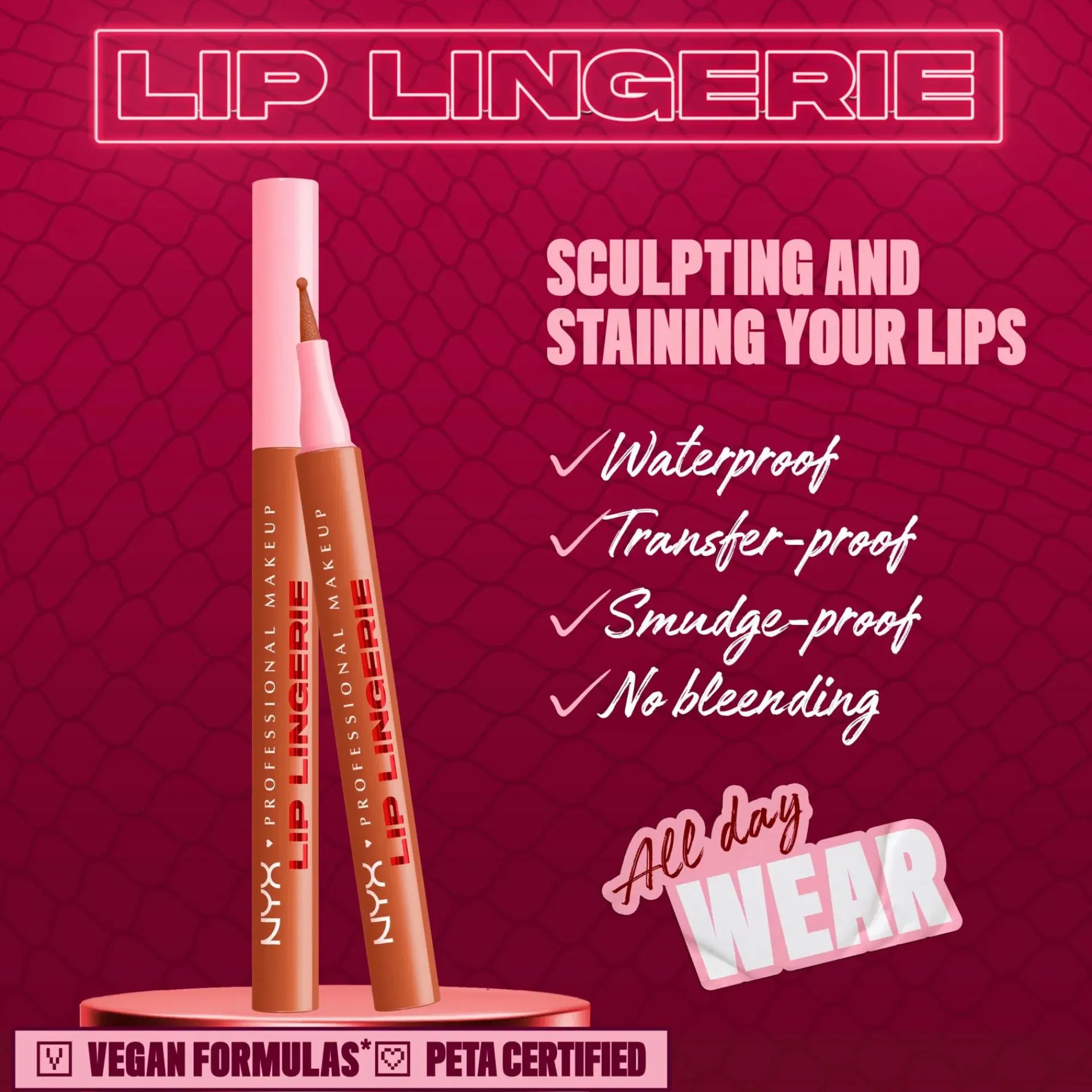 NYX Professional Makeup Huulimeikit<Lip Lingerie Liner Stain -huultenrajauskynä 1 ml