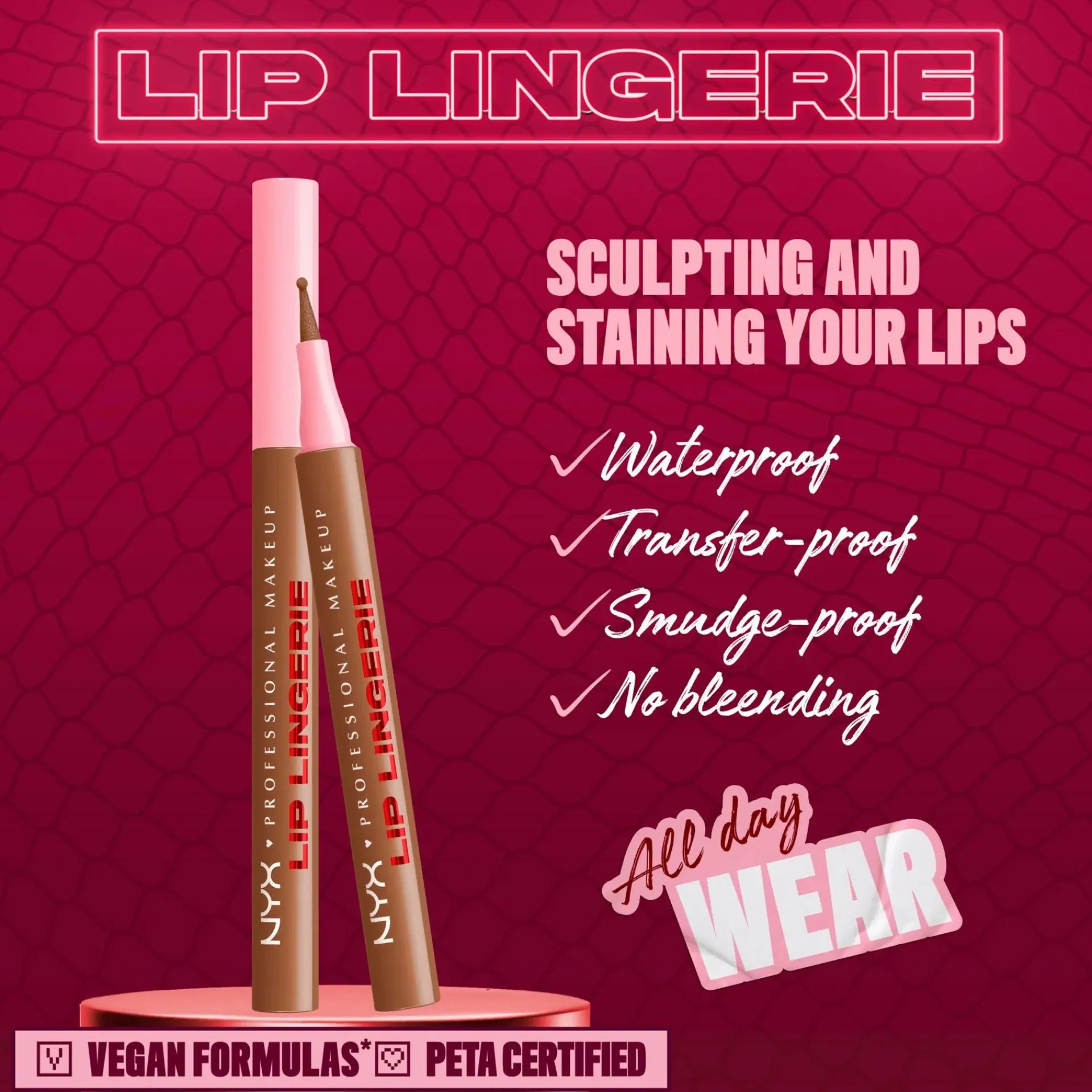 NYX Professional Makeup Huulimeikit<Lip Lingerie Liner Stain -huultenrajauskynä 1 ml