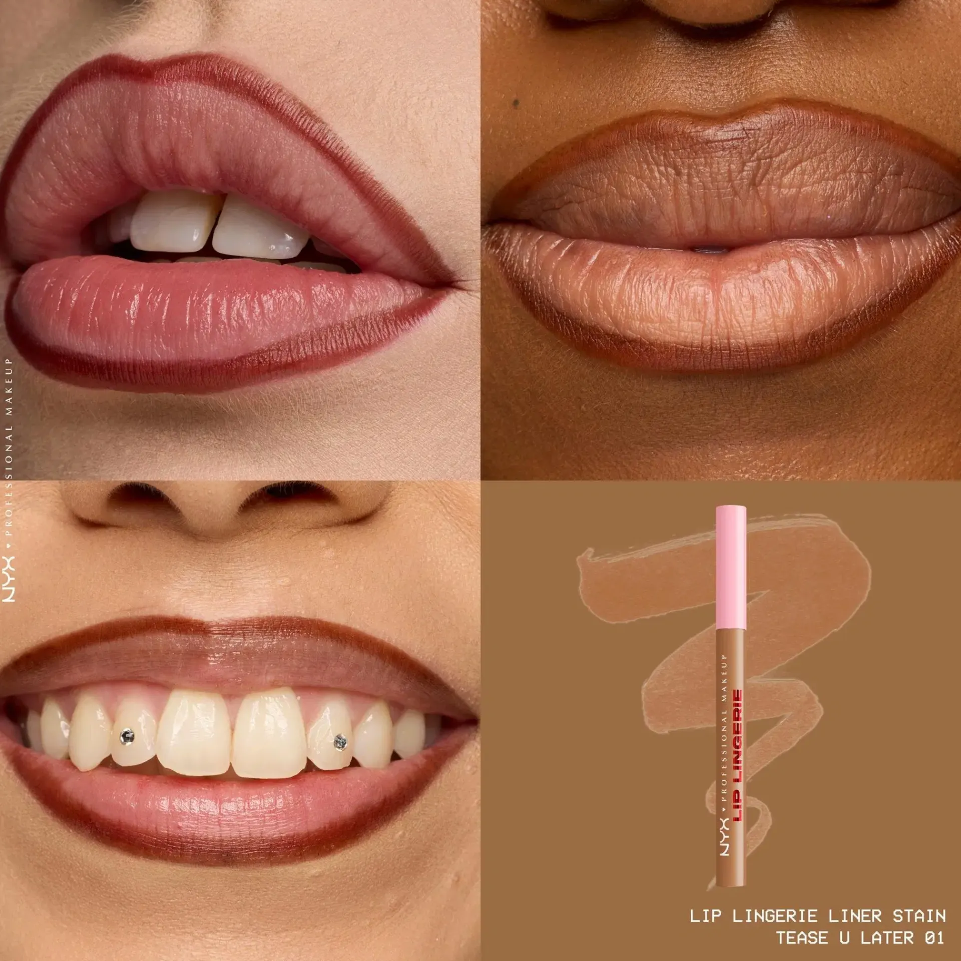 NYX Professional Makeup Huulimeikit<Lip Lingerie Liner Stain -huultenrajauskynä 1 ml