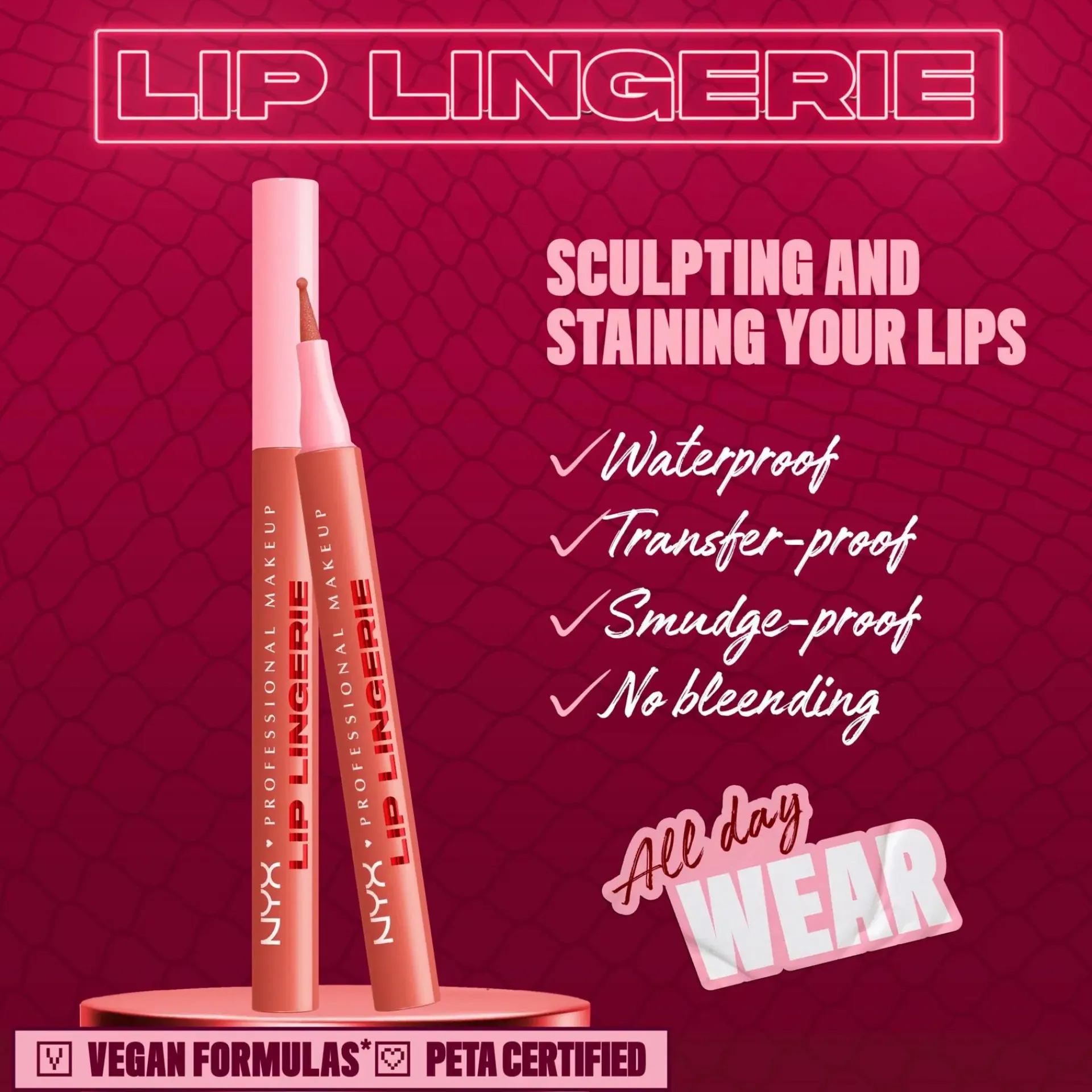NYX Professional Makeup Huulimeikit<Lip Lingerie Liner Stain -huultenrajauskynä 1 ml