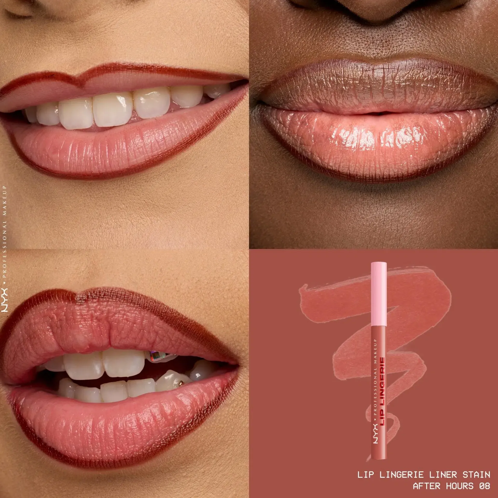 NYX Professional Makeup Huulimeikit<Lip Lingerie Liner Stain -huultenrajauskynä 1 ml