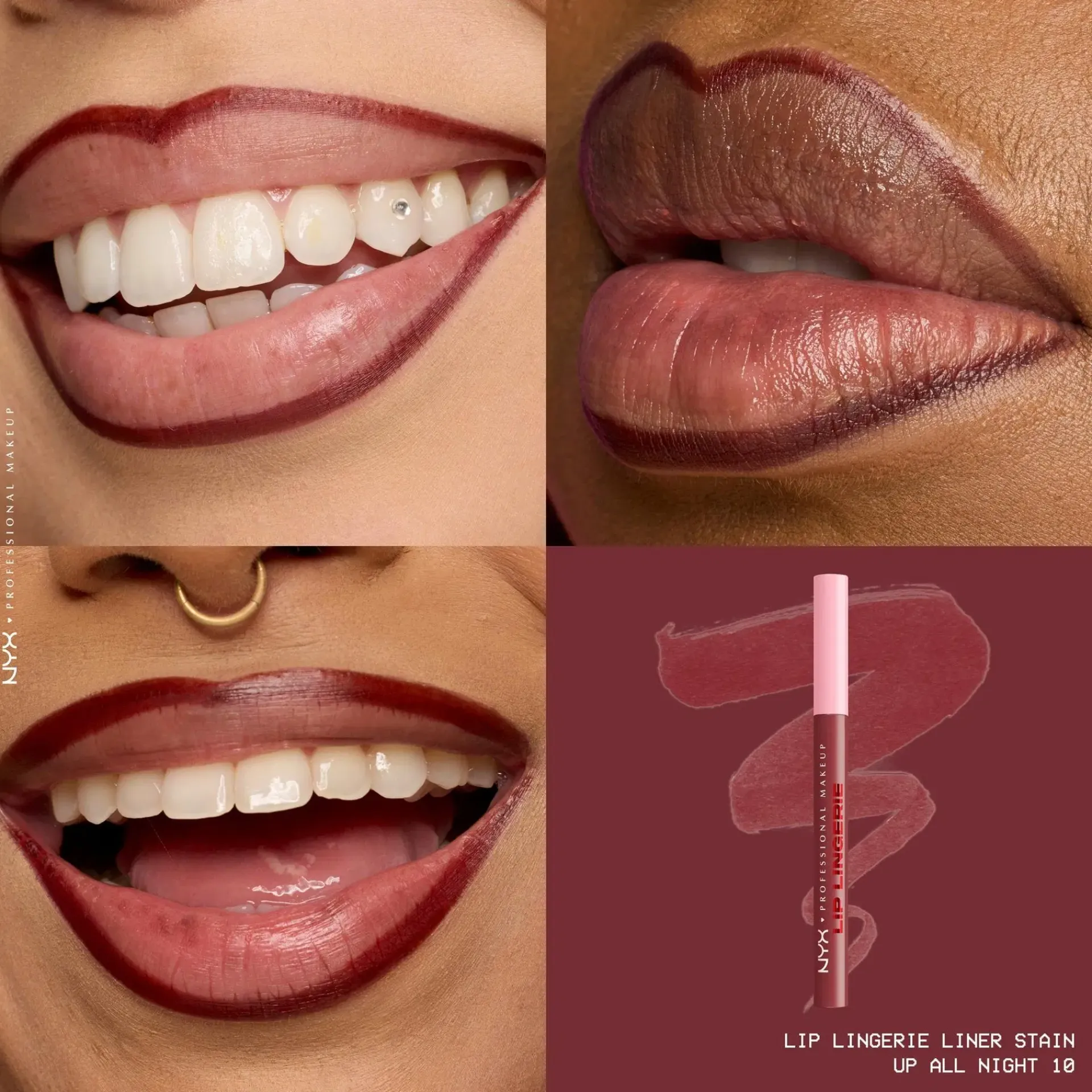 NYX Professional Makeup Huulimeikit<Lip Lingerie Liner Stain -huultenrajauskynä 1 ml