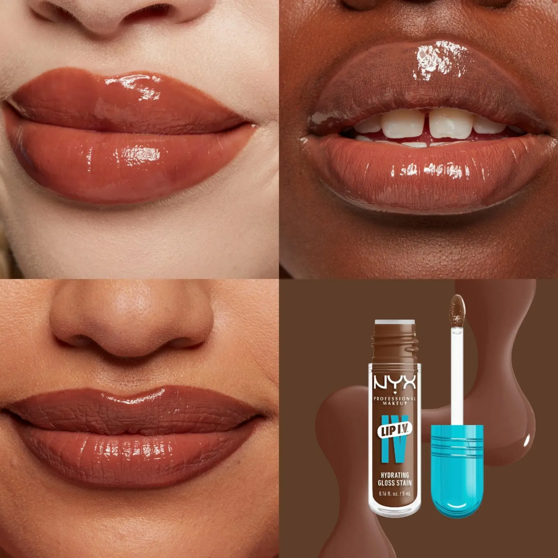 NYX Professional Makeup Huulimeikit<Lip I.V. Hydrating Gloss Stain huulikiilto 5 ml