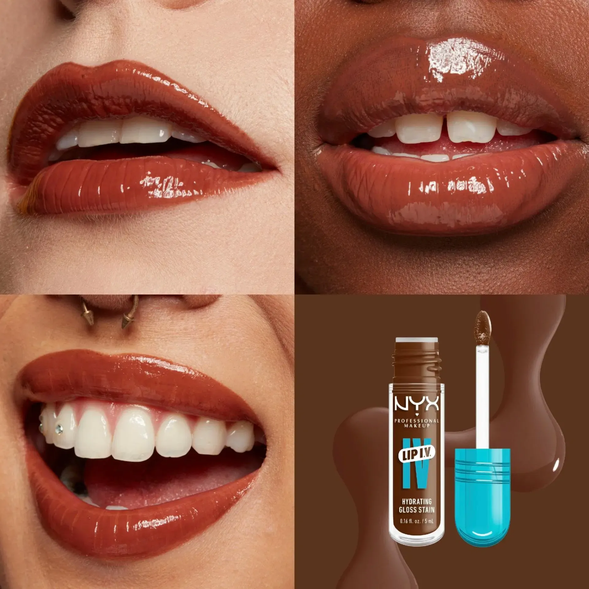 NYX Professional Makeup Huulimeikit<Lip I.V. Hydrating Gloss Stain huulikiilto 5 ml