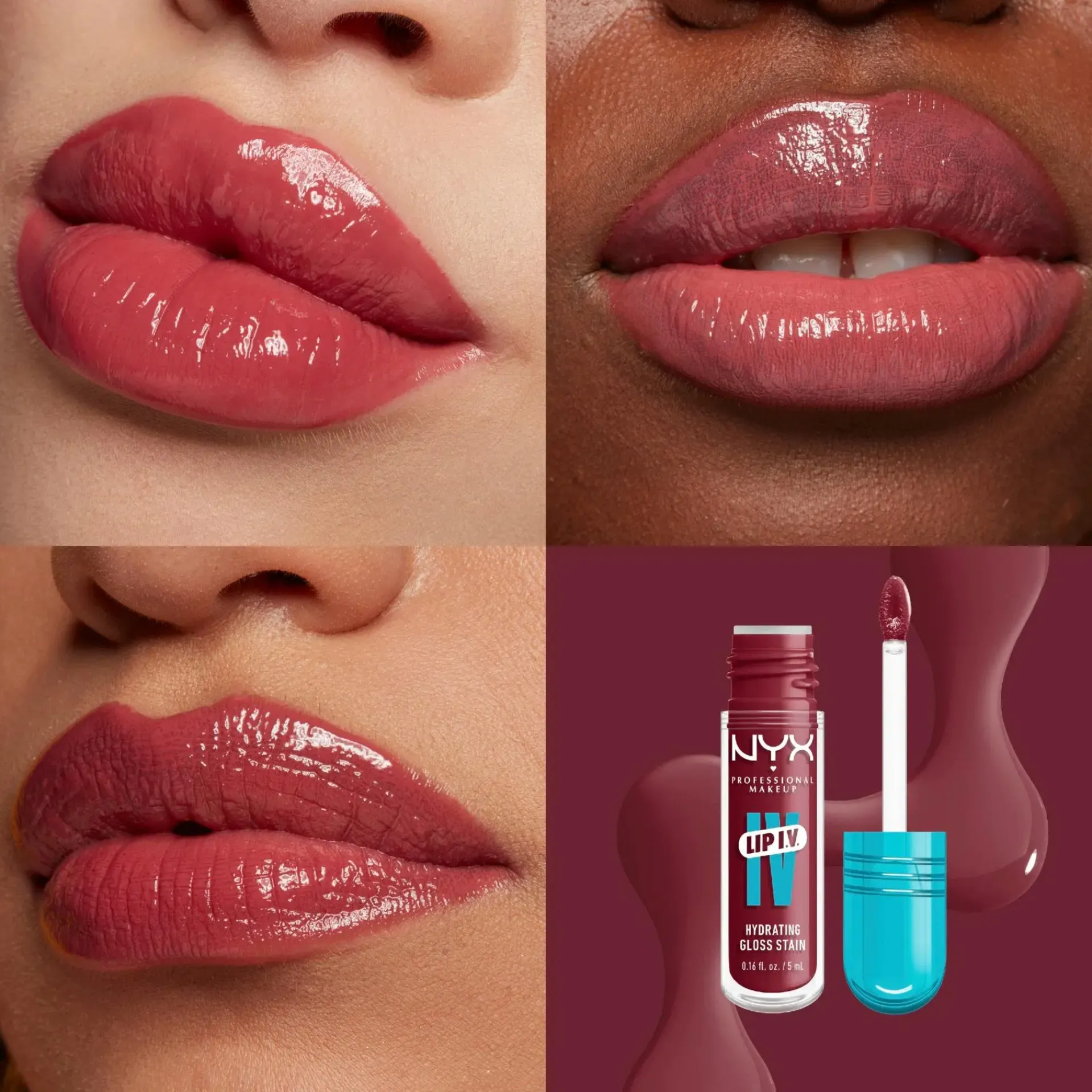 NYX Professional Makeup Huulimeikit<Lip I.V. Hydrating Gloss Stain huulikiilto 5 ml