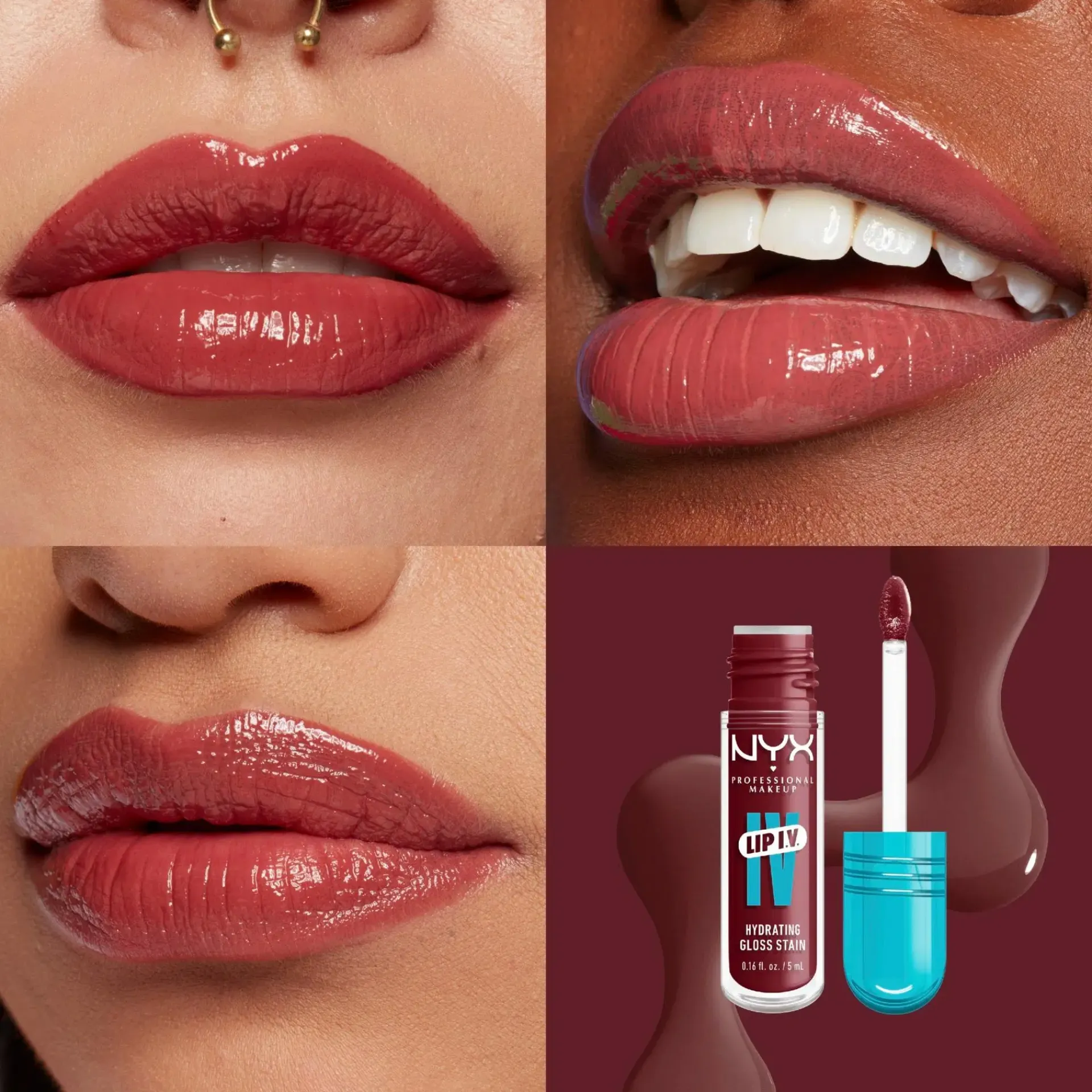 NYX Professional Makeup Huulimeikit<Lip I.V. Hydrating Gloss Stain huulikiilto 5 ml