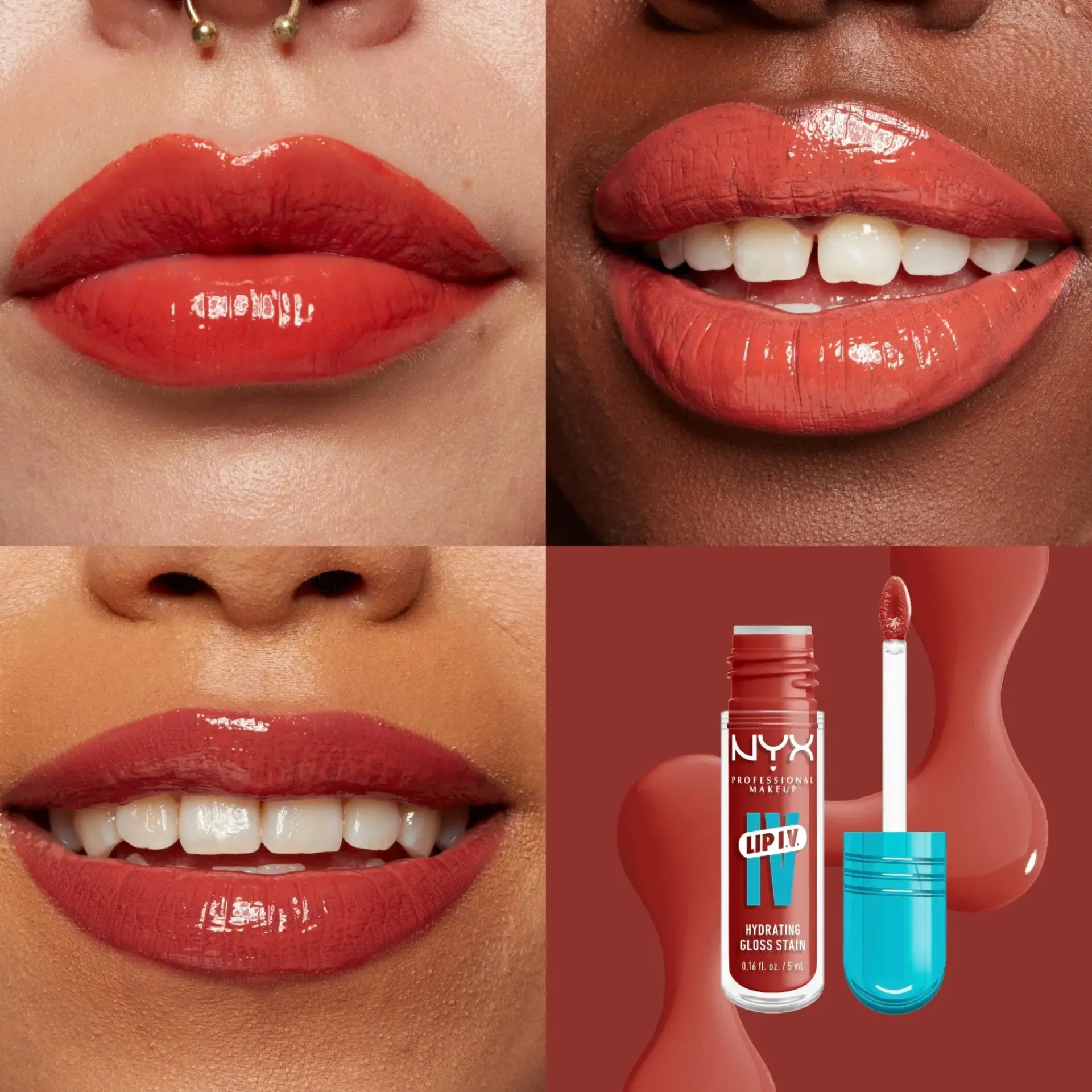 NYX Professional Makeup Huulimeikit<Lip I.V. Hydrating Gloss Stain huulikiilto 5 ml