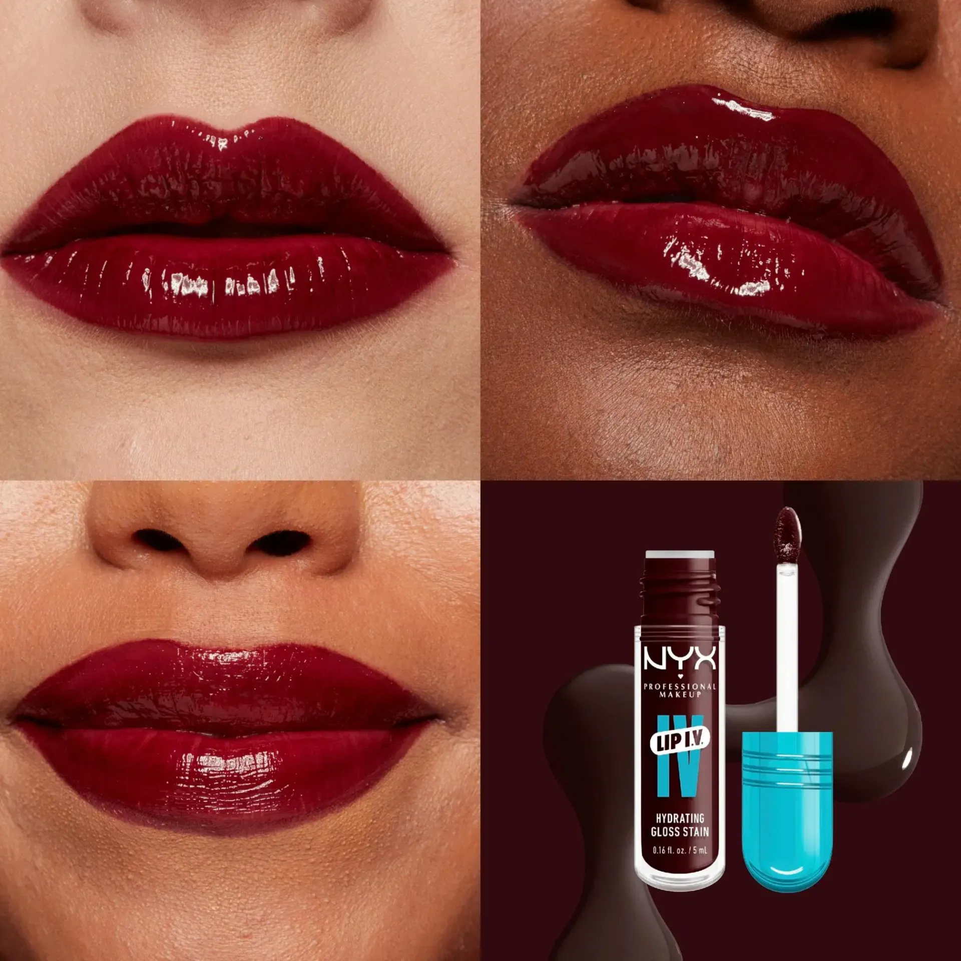 NYX Professional Makeup Huulimeikit<Lip I.V. Hydrating Gloss Stain huulikiilto 5 ml