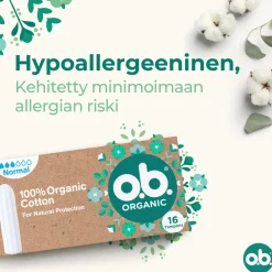 o.b. Kuukautiset Ja Intiimihygienia<® Organic Normal 16 kpl