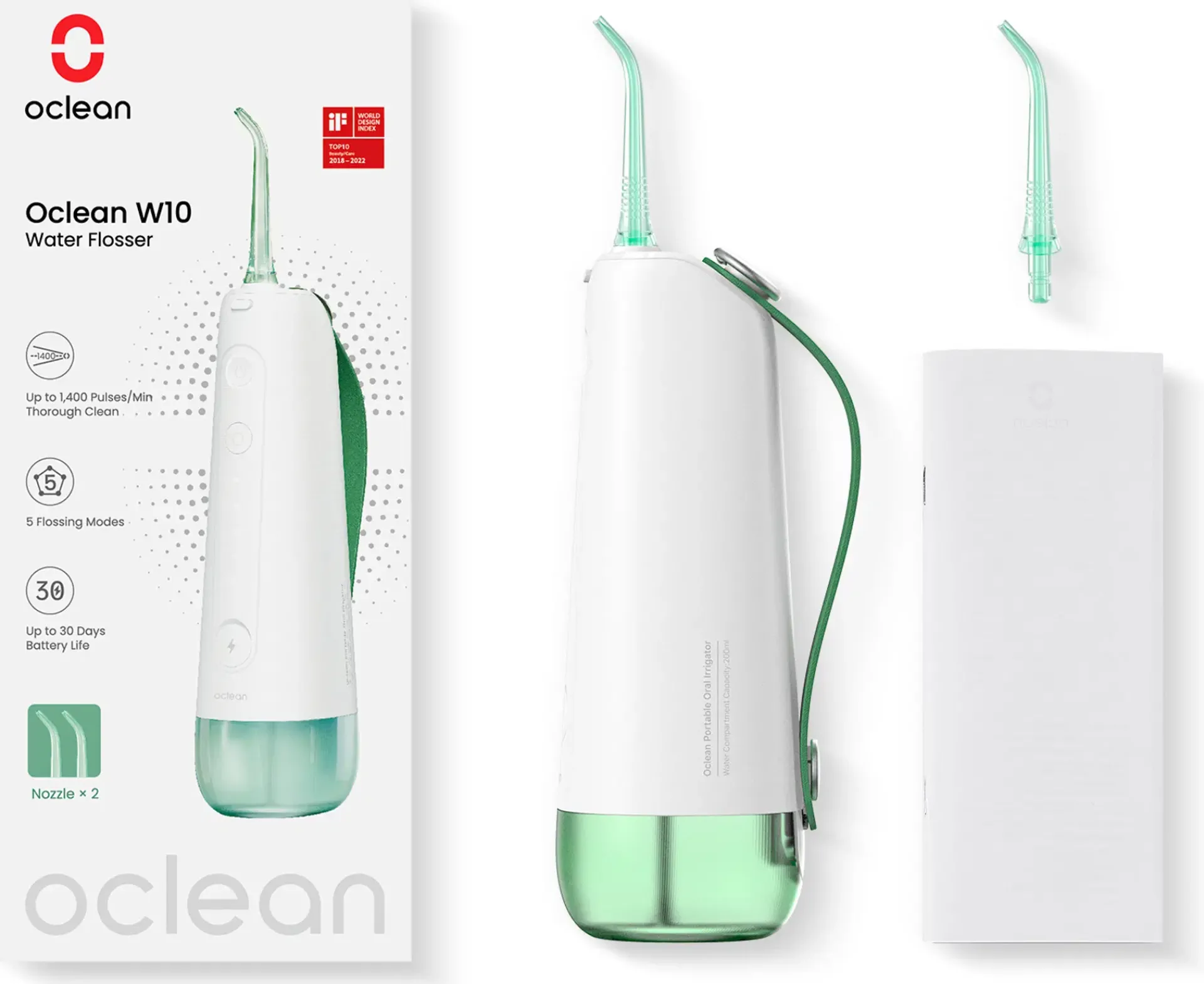 Oclean Suuhygienia<W10 -hammasvälisuihku, Vihreä