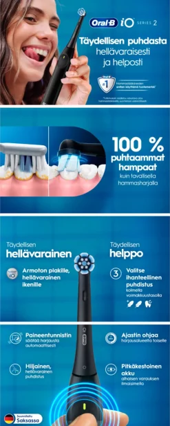Oral-B Suuhygienia|Suuhygienia<Sähköhammasharja iO2 Musta + matkakotelo