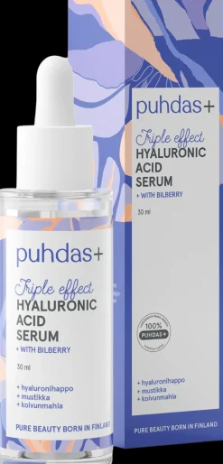 Puhdas+ Kasvojenhoito<Kolmitehoinen Hyaluronihapposeerumi + mustikka 30 ml