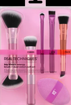 Real Techniques Meikkipakkaukset|Meikkisiveltimet Ja -Välineet<Big Blends Energy Brush + Dual-Sided Puff Set -meikkivälinesetti