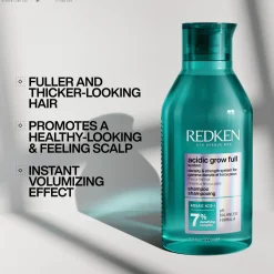 Redken Shampoot<Acidic Grow Full System tuuheuttava shampoo oheneville tai latteille hiuksille. Antaa täyteläisyyden tunnetta tyvelle.