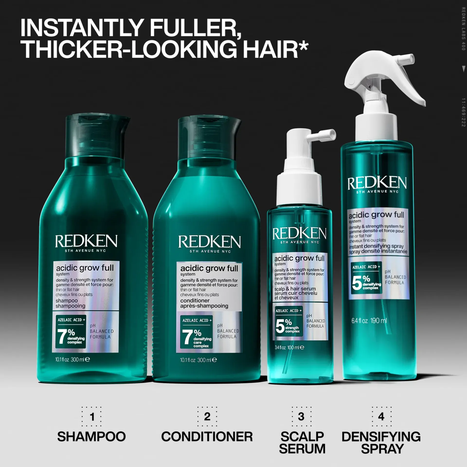 Redken Hiustenhoito<Acidic Grow Full System hiuspohjaseerumi oheneville hiuksille. Auttaa vahvistamaan ja tuuheuttamaan hiuksia.