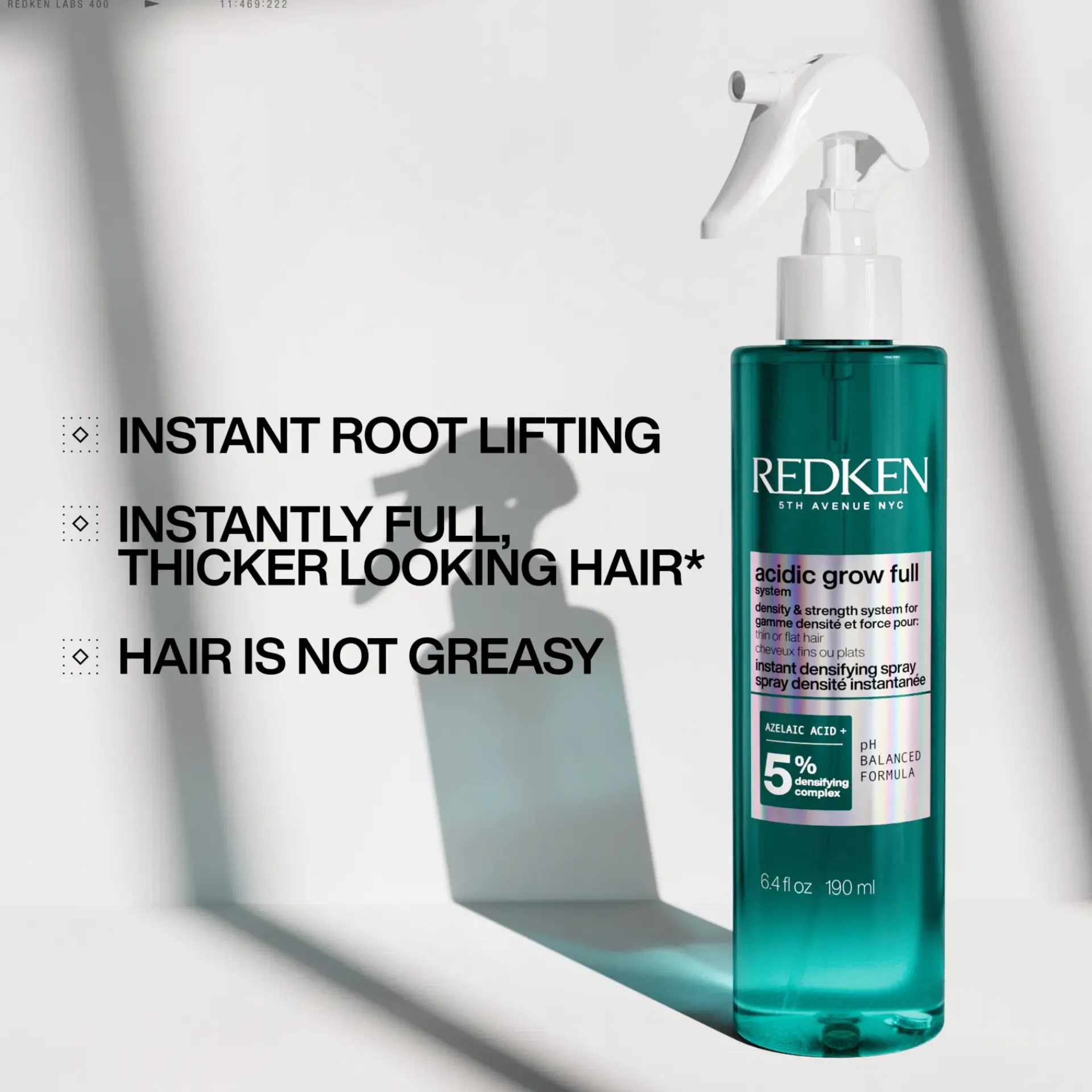Redken Hiustenhoito<Acidic Grow Full System hoitosuihke oheneville hiuksille. Auttaa vahvistamaan ja tuuheuttamaan hiuksia.