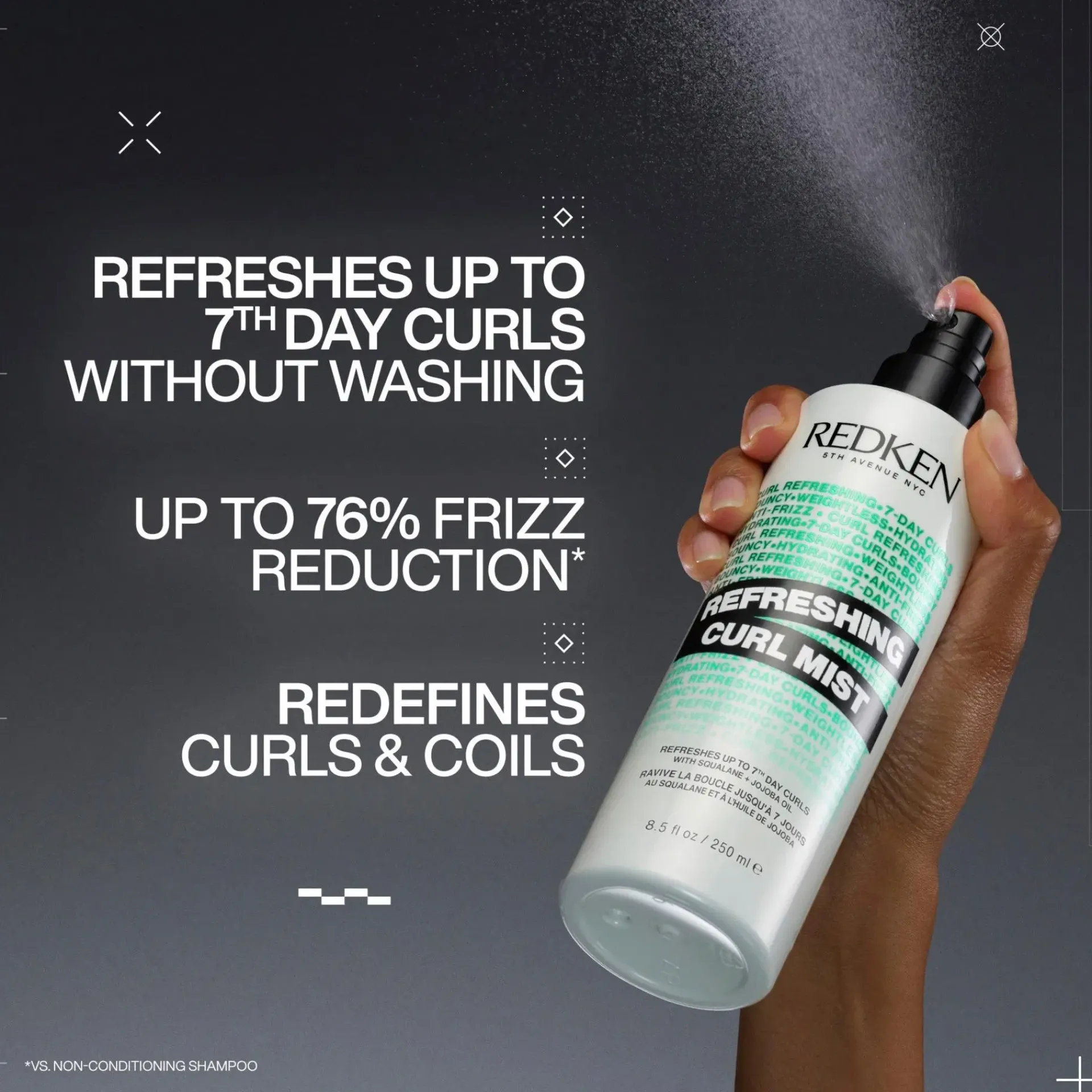 Redken Curly Girl -Tuotteet|Hiustenhoito<Styling Refreshing Curl Mist suihke 250 ml