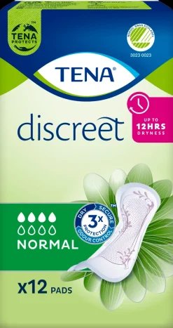 TENA Kuukautiset Ja Intiimihygienia<inkontinenssisuoja Discreet Normal 12 kpl