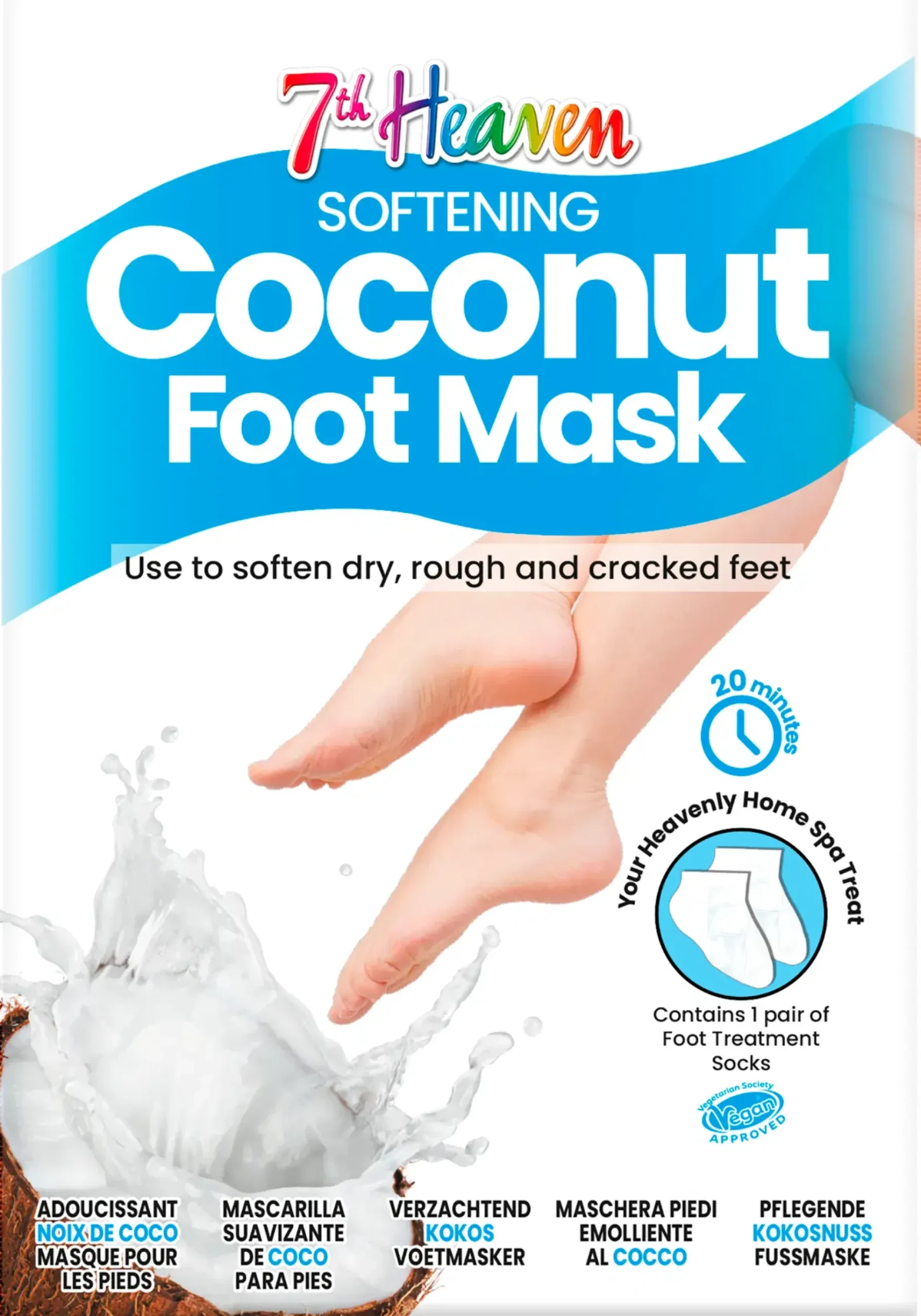7th Heaven Jalkojenhoito<Coconut Foot Mask sukat 1 Pari