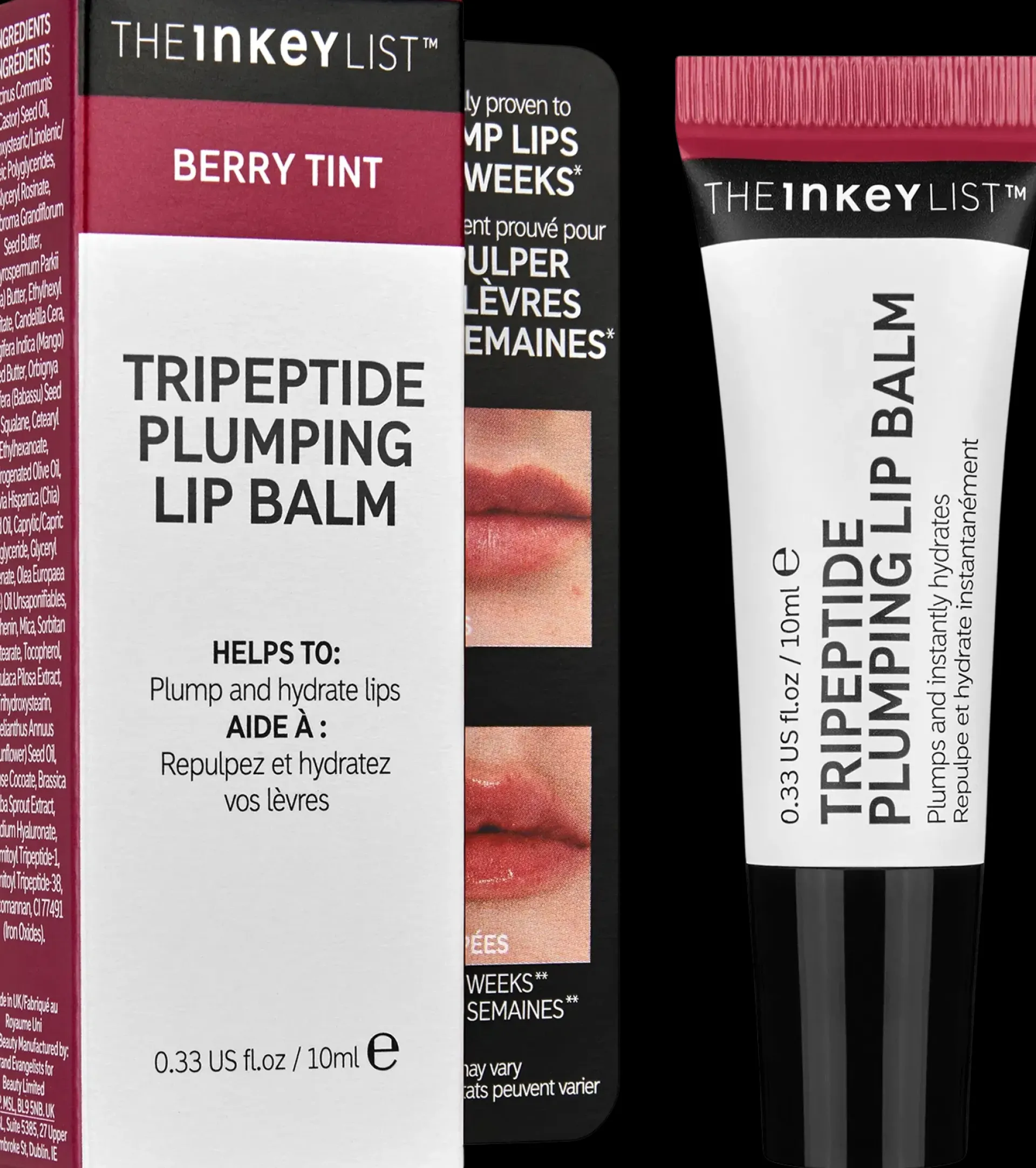 The INKEY List Huulimeikit<Tripeptide Plumping Lip Balm Berry huulirasva 10 ml