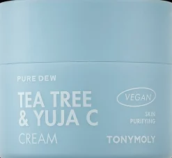 TONYMOLY Korealainen Ihonhoito|Kasvojenhoito<Pure Dew Tea Tree & Yuja C Purifying Cream kosteusvoide 50ml