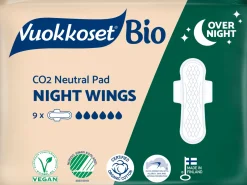 Vuokkoset Kuukautiset Ja Intiimihygienia<Bio Night Wings yöside 9 kpl