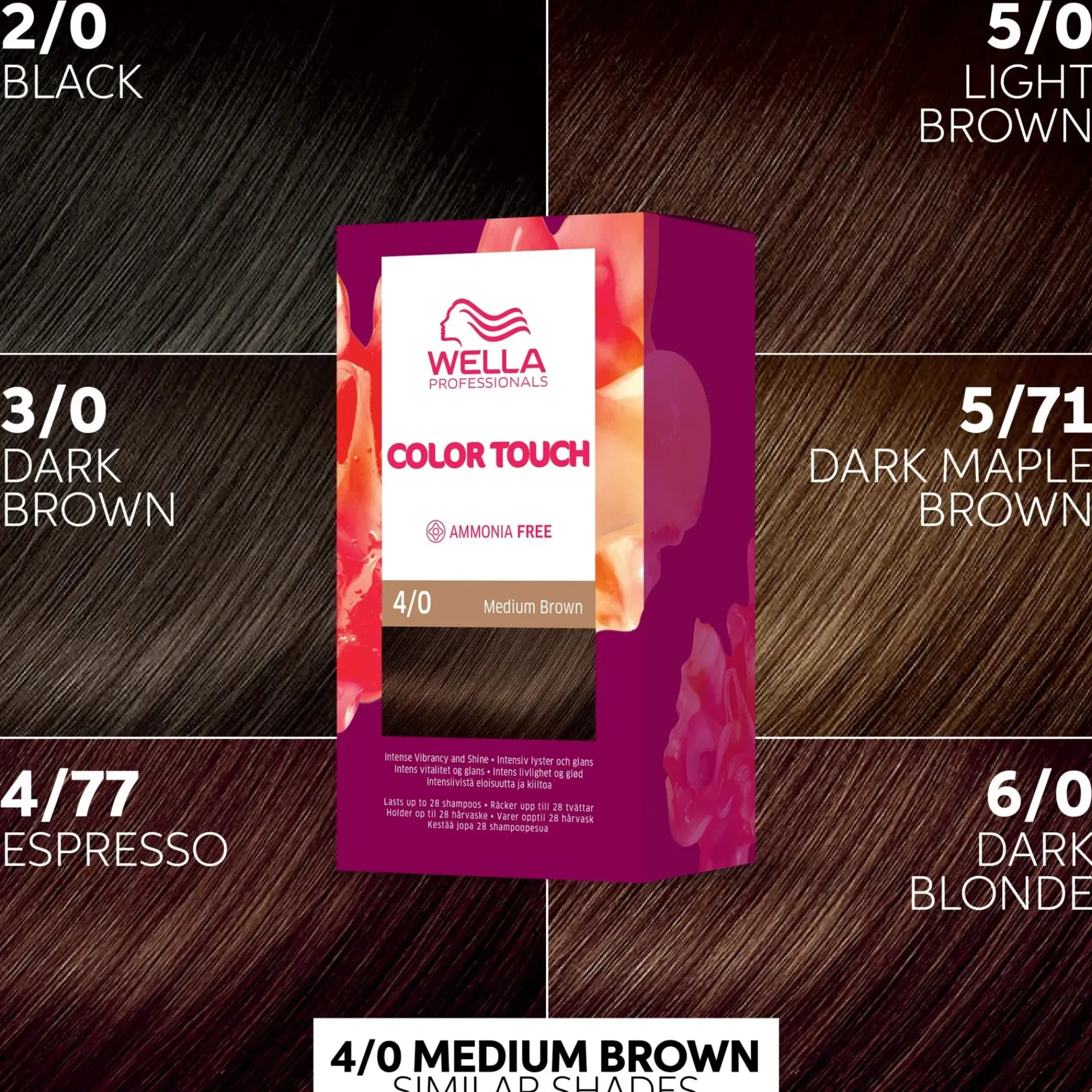 Wella Professionals Hiusvärit<Color Touch Pure Naturals Medium Brown 4/0 kotiväri 130 ml